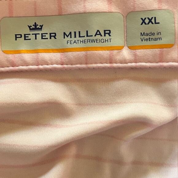 Peter Millar Featherweight Polo Shirt XXL Ombre Pink Striped Golf Shirt11 - Picture 5 of 7